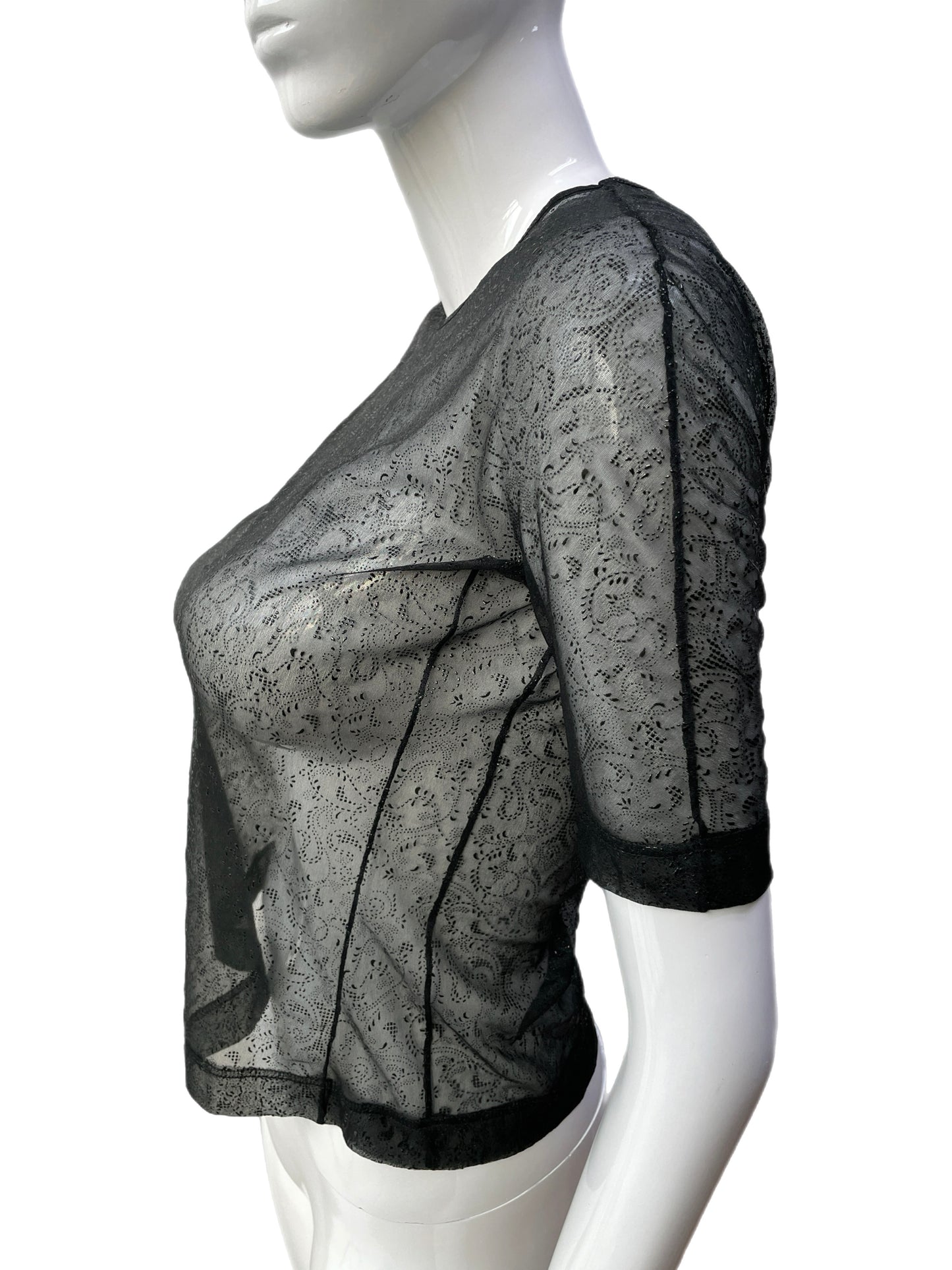 Strenesse Gabriele Strehle Black Paisley Mesh Pullover