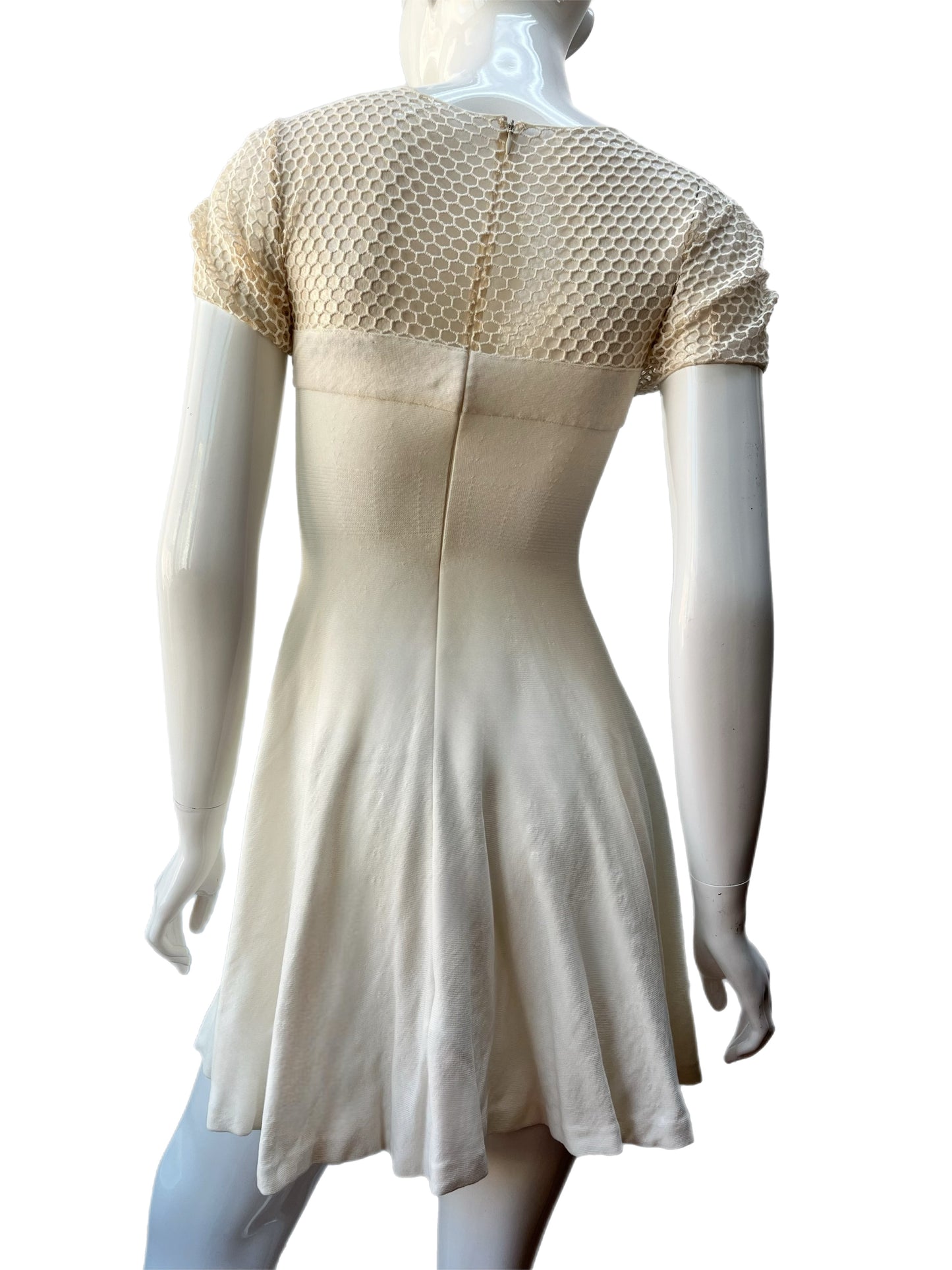 Blumarine Crème Honeycomb Dress