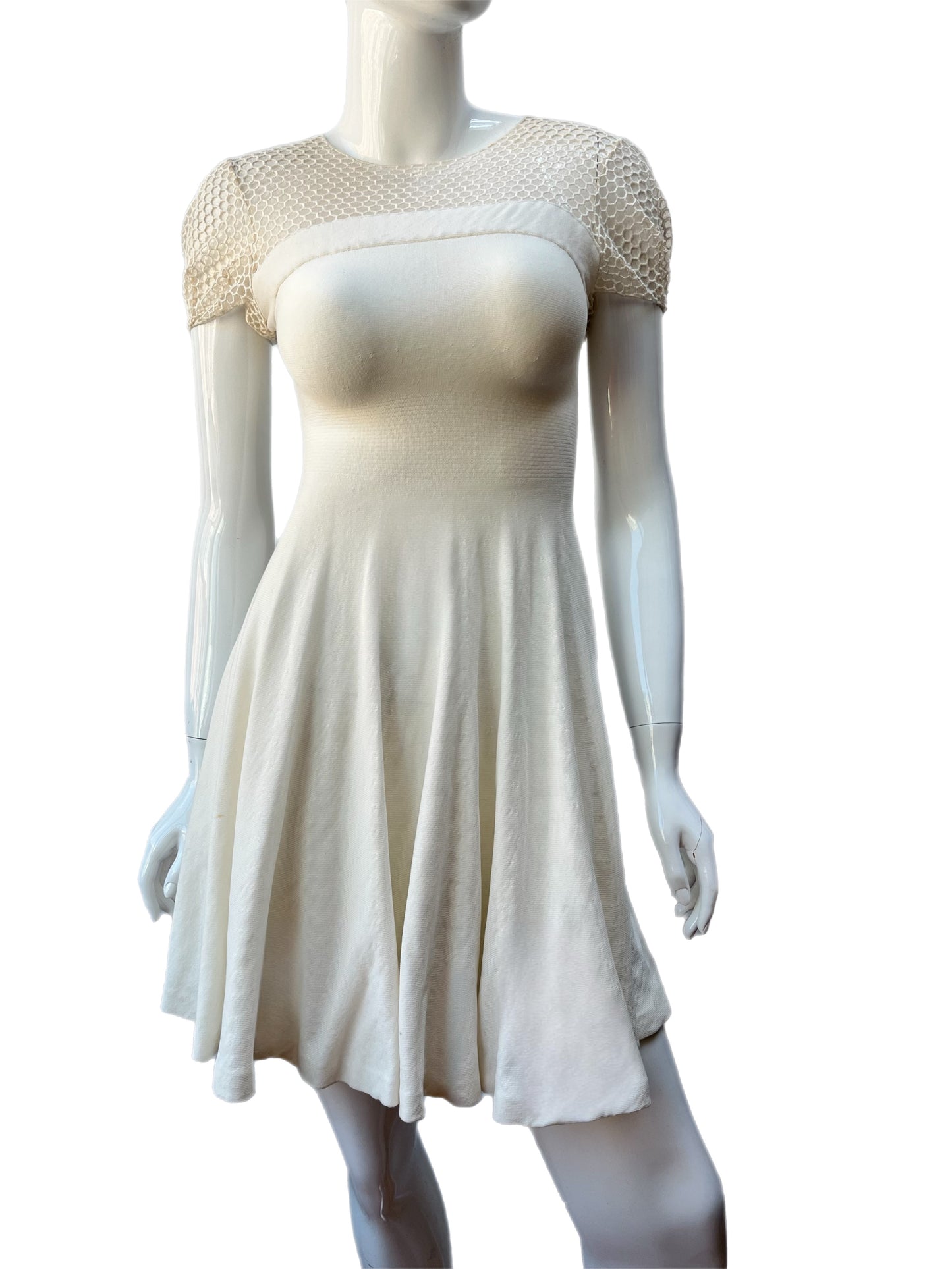 Blumarine Crème Honeycomb Dress
