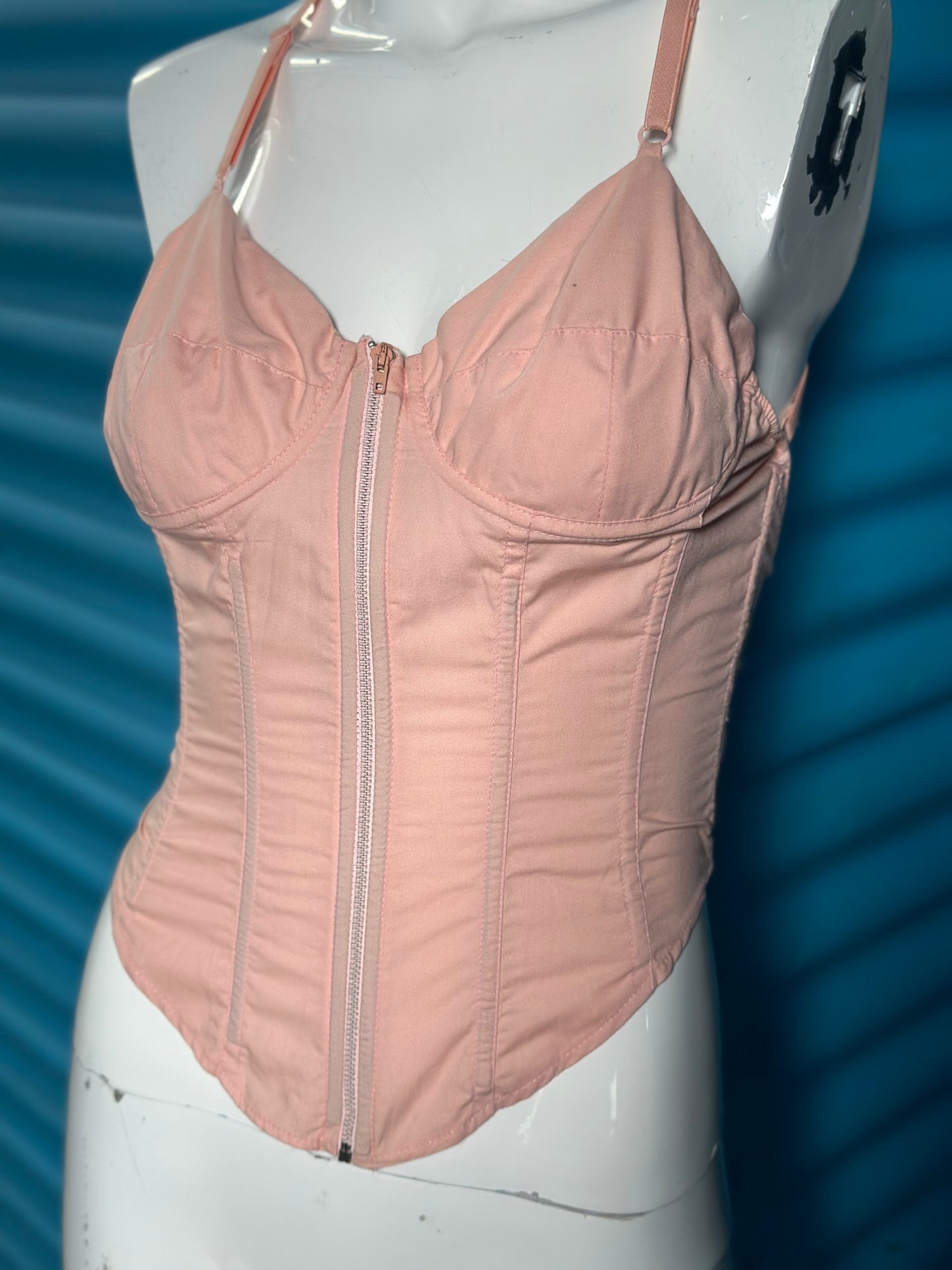 1990’s Norma Kamali Strappy Zip Front Bustier Top