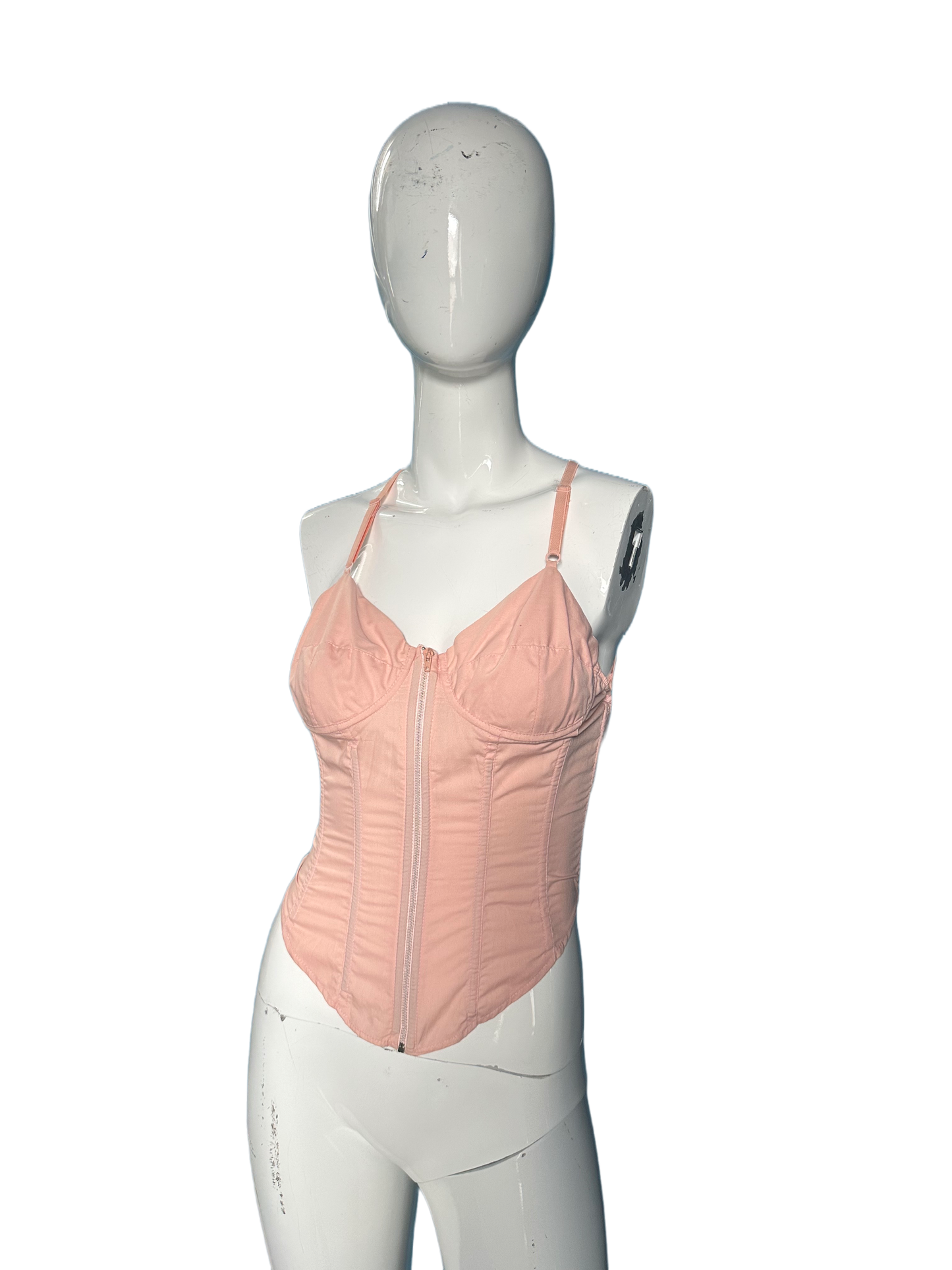 1990’s Norma Kamali Strappy Zip Front Bustier Top