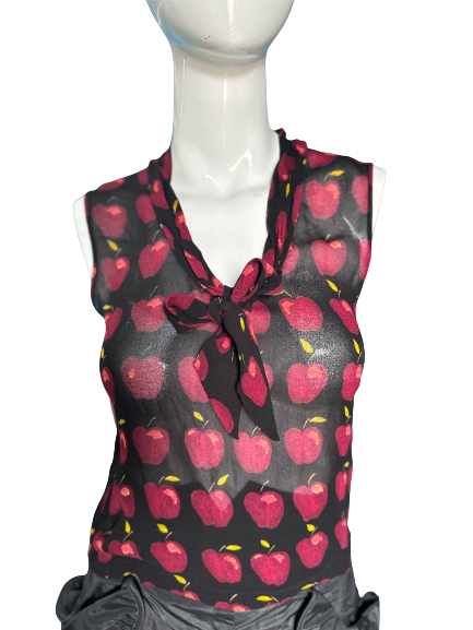 Moschino Apples Mesh Sleeveless Top
