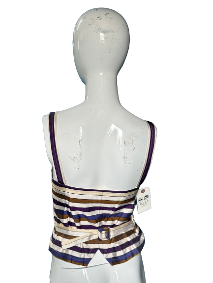 2000’s YSL Striped Silk Bustier Tank Top