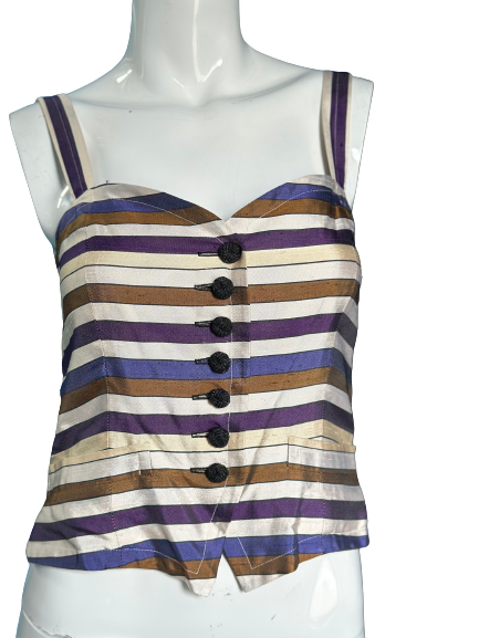 2000’s YSL Striped Silk Bustier Tank Top