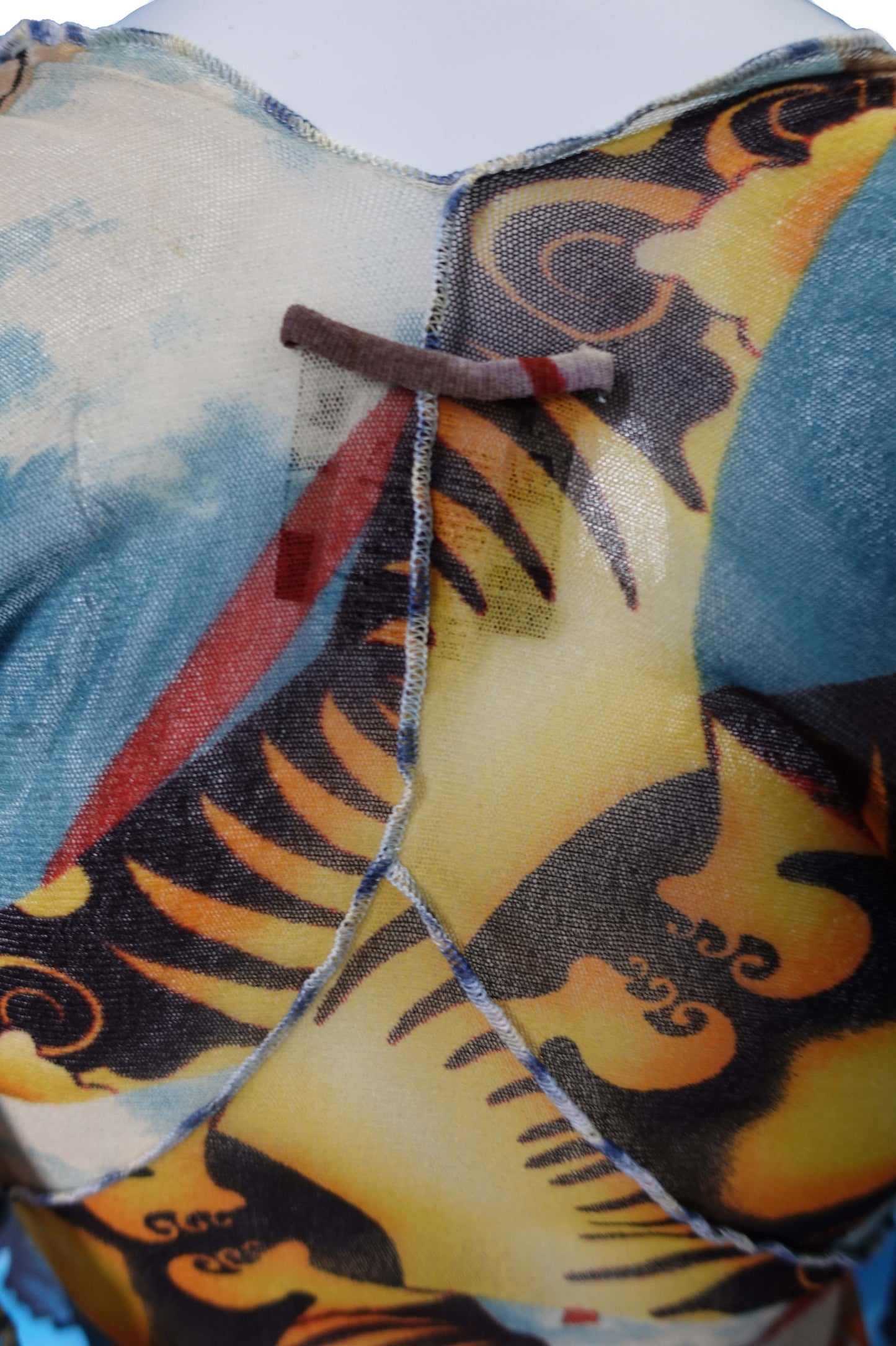 Jean-Paul GAULTIER FEMME 2000s Printed Mesh Top Sky blue Koi print