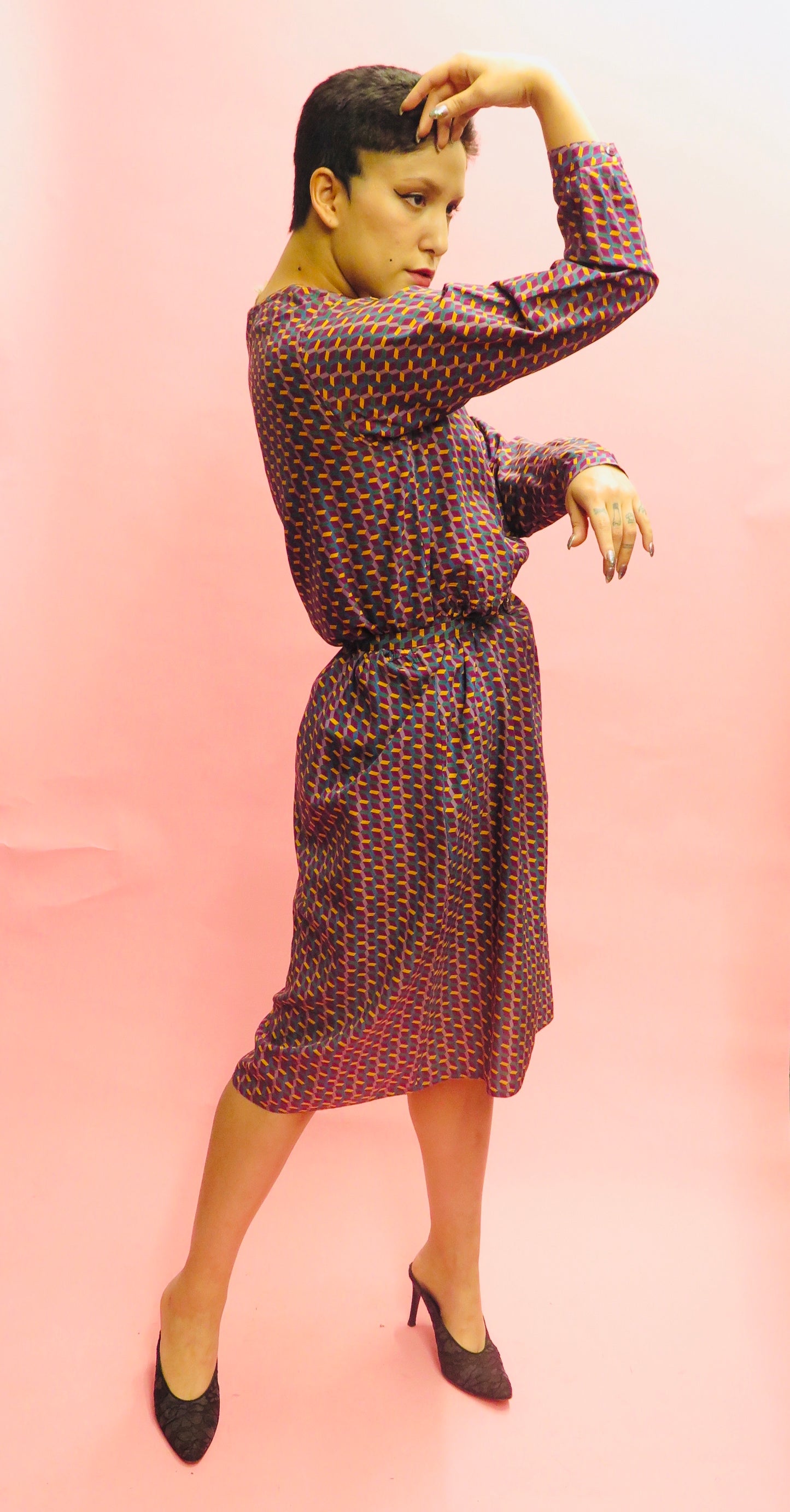 1970’s Diane Von Furstenberg Silk geometric Print Belted Dress