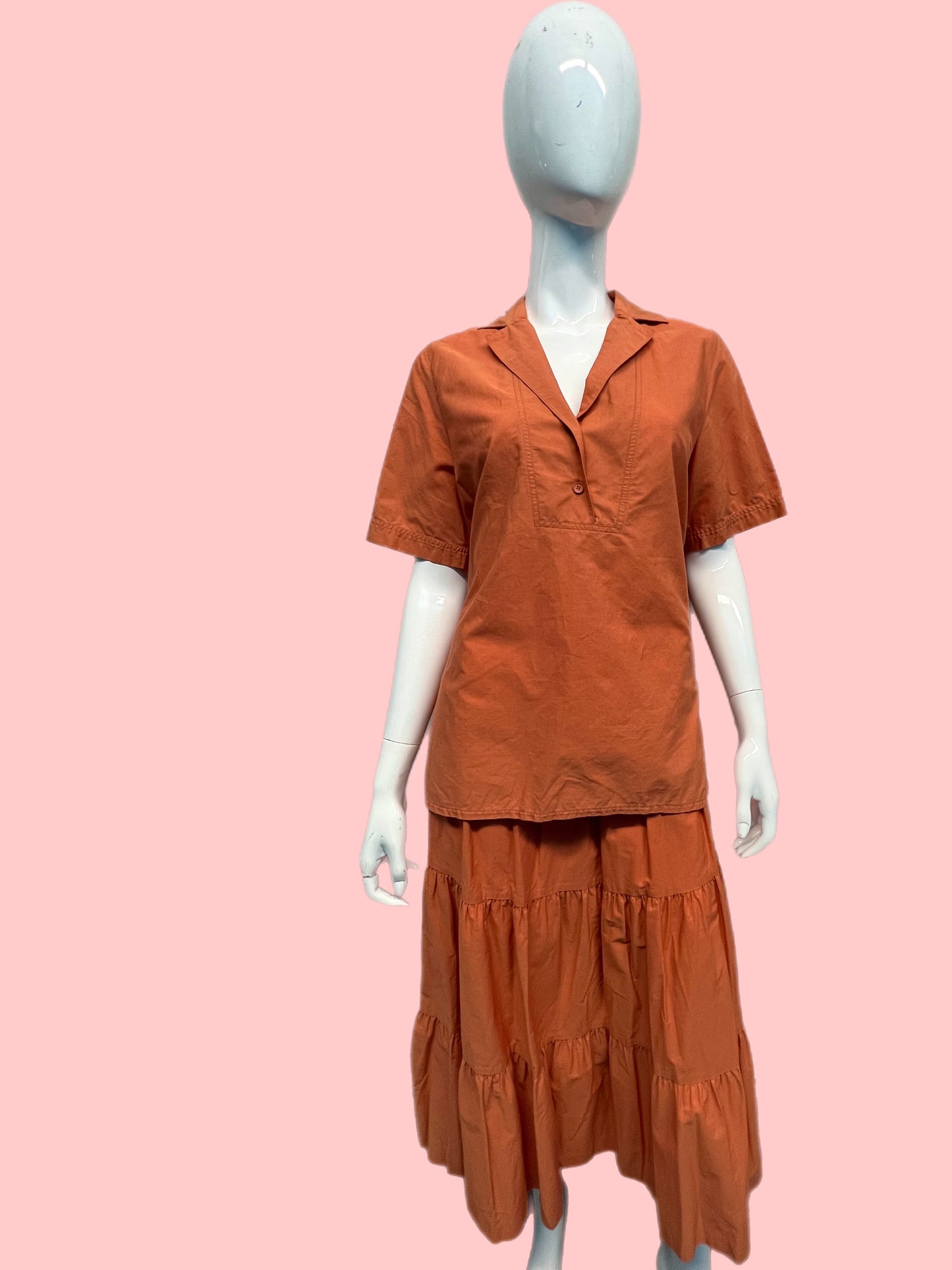 1980’s Guy Laroche Terracotta Peasant Skirt Set