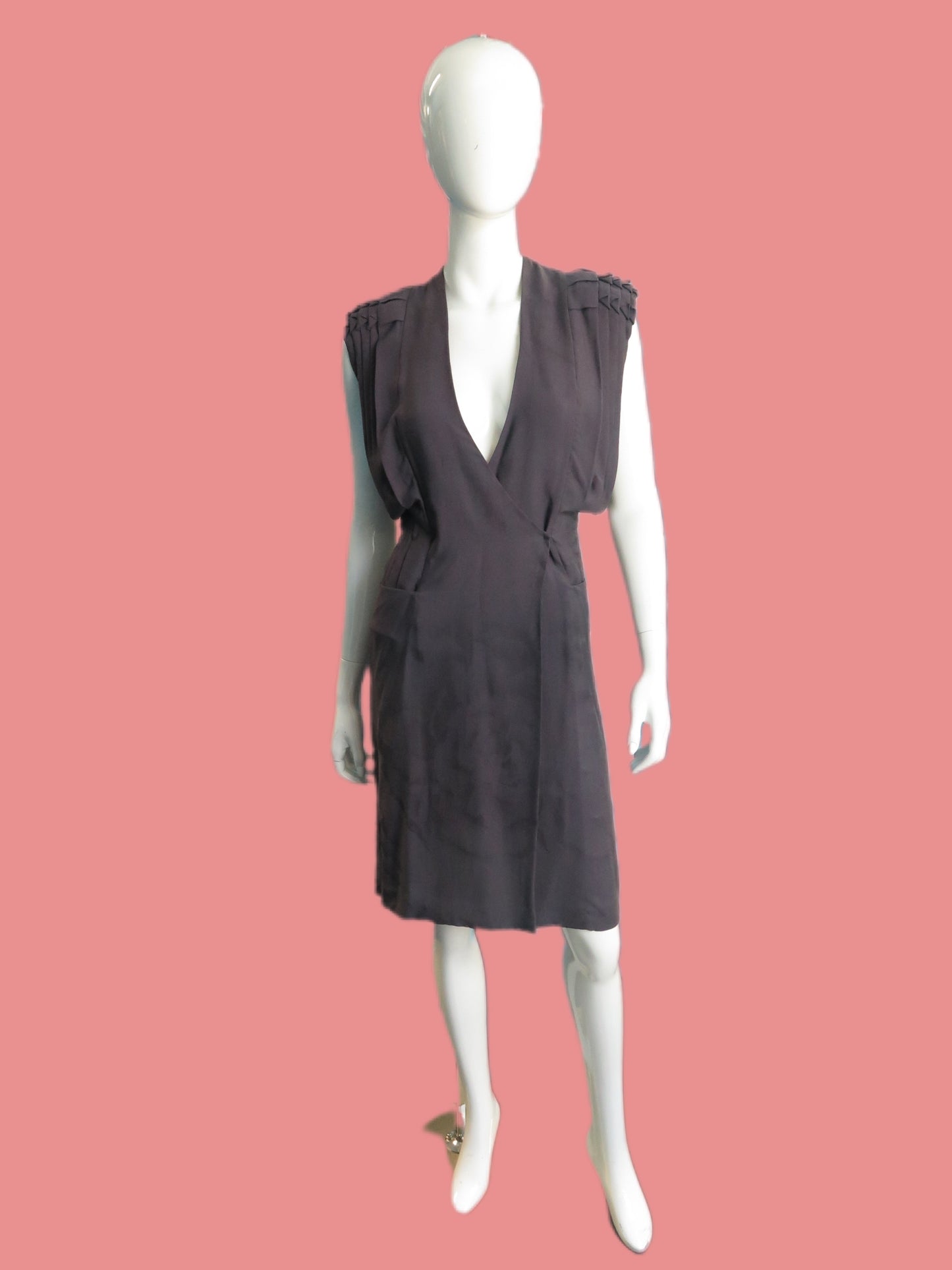 Calvin Klein Collection Smoke Silk Jacquard Kimono wrap Dress