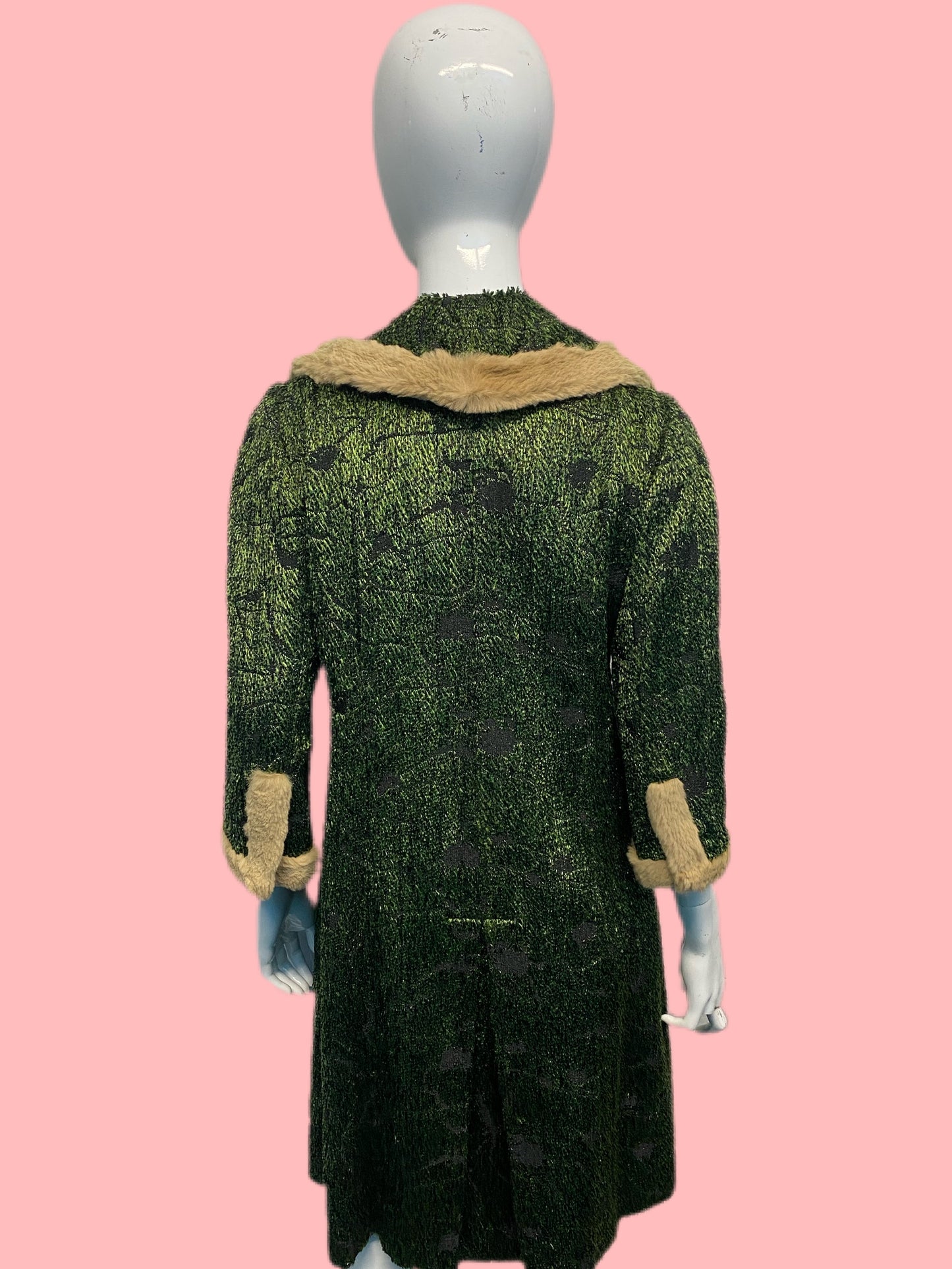 90’s John Galliano Faux Grass with Fur Trim Car Coat