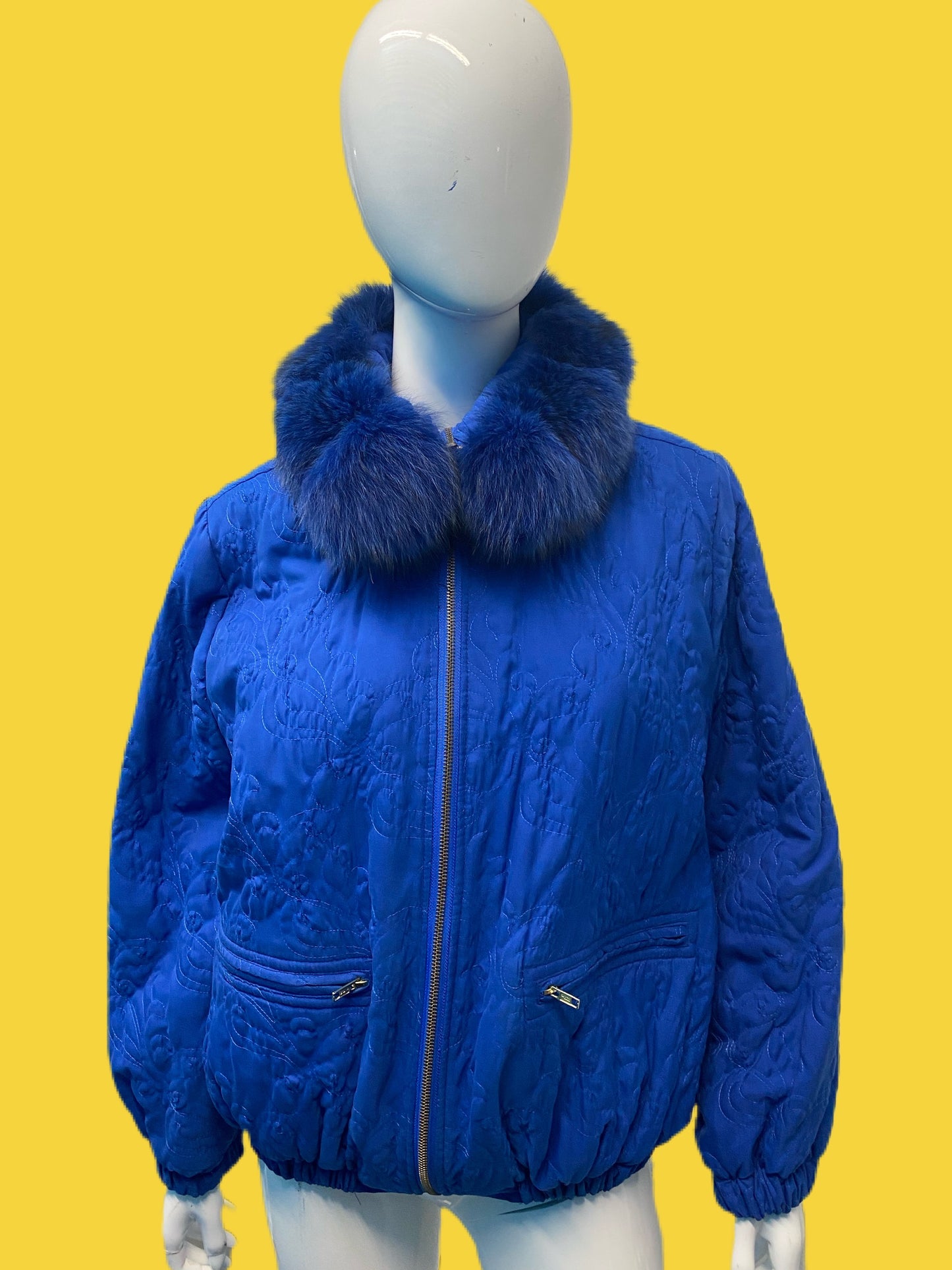 1990’s Gianfranco Ferre Paisley Quilted Fur Lined Collar Bomber Jacket