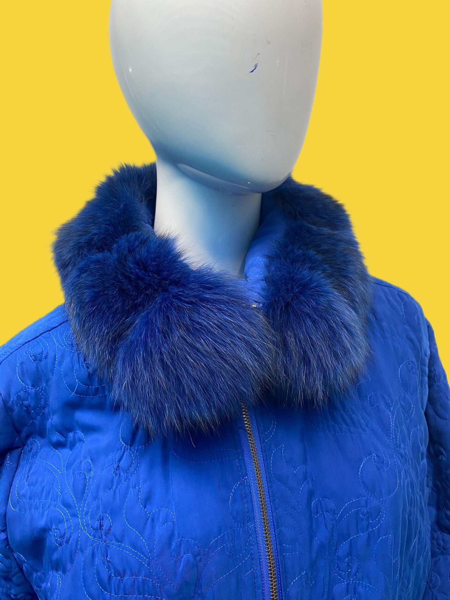 1990’s Gianfranco Ferre Paisley Quilted Fur Lined Collar Bomber Jacket