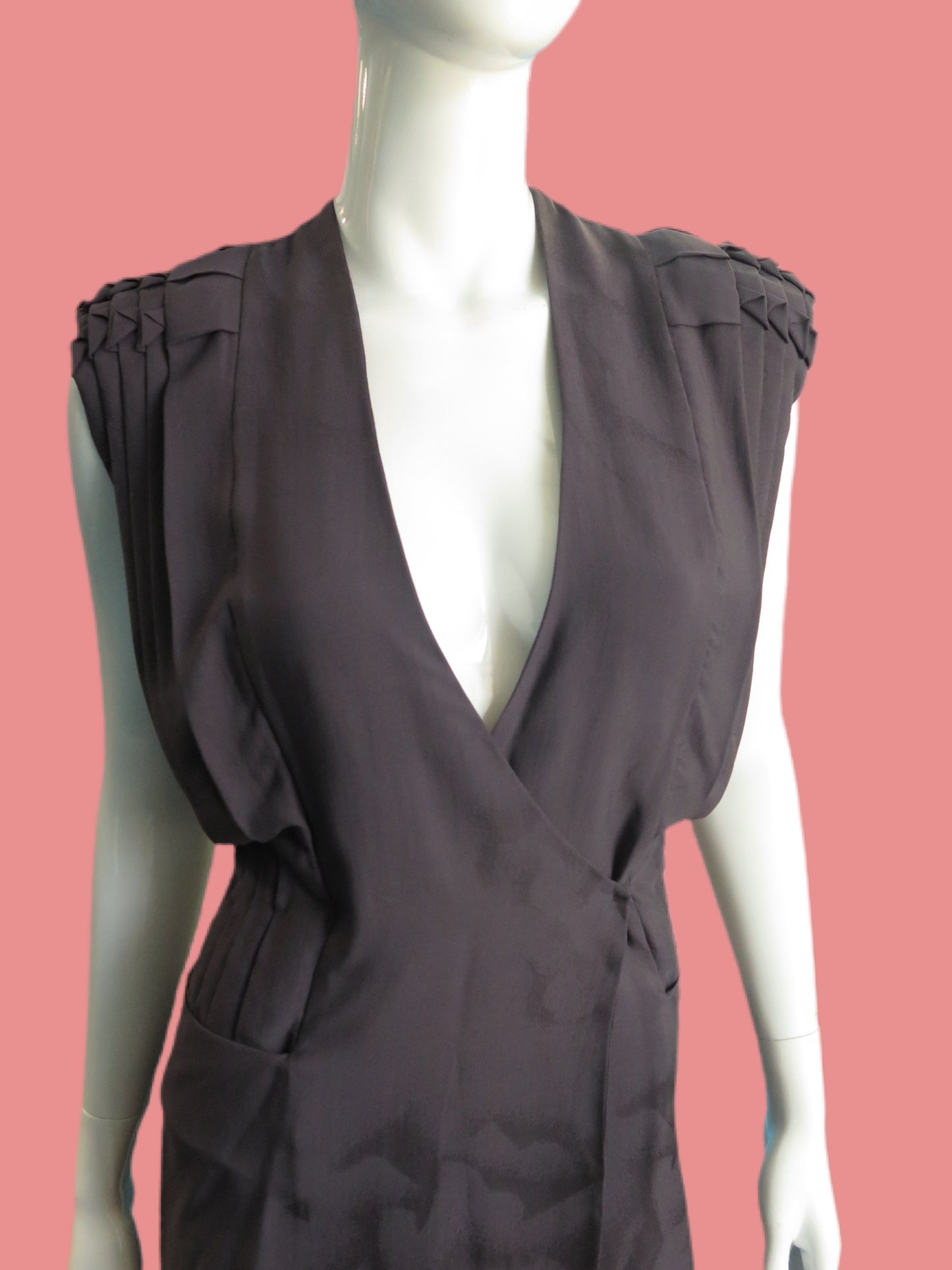 Calvin Klein Collection Smoke Silk Jacquard Kimono wrap Dress