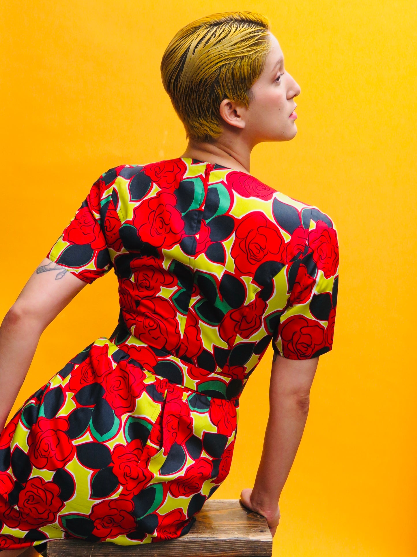 Guy Laroche Bright Roses Petal Tiered Dress