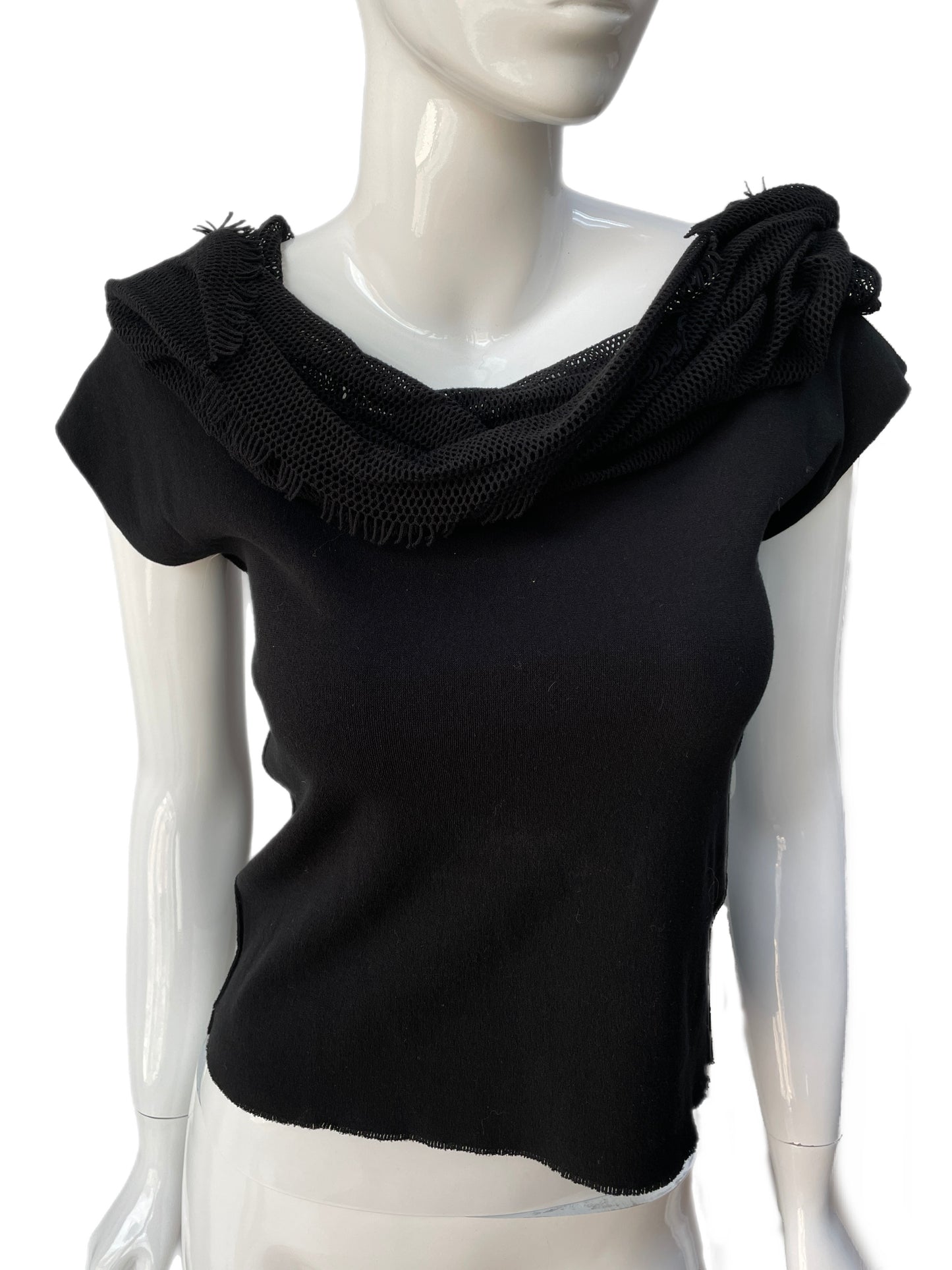 APOC Issey Miyake Convertible Black Mesh Hooded Shirt