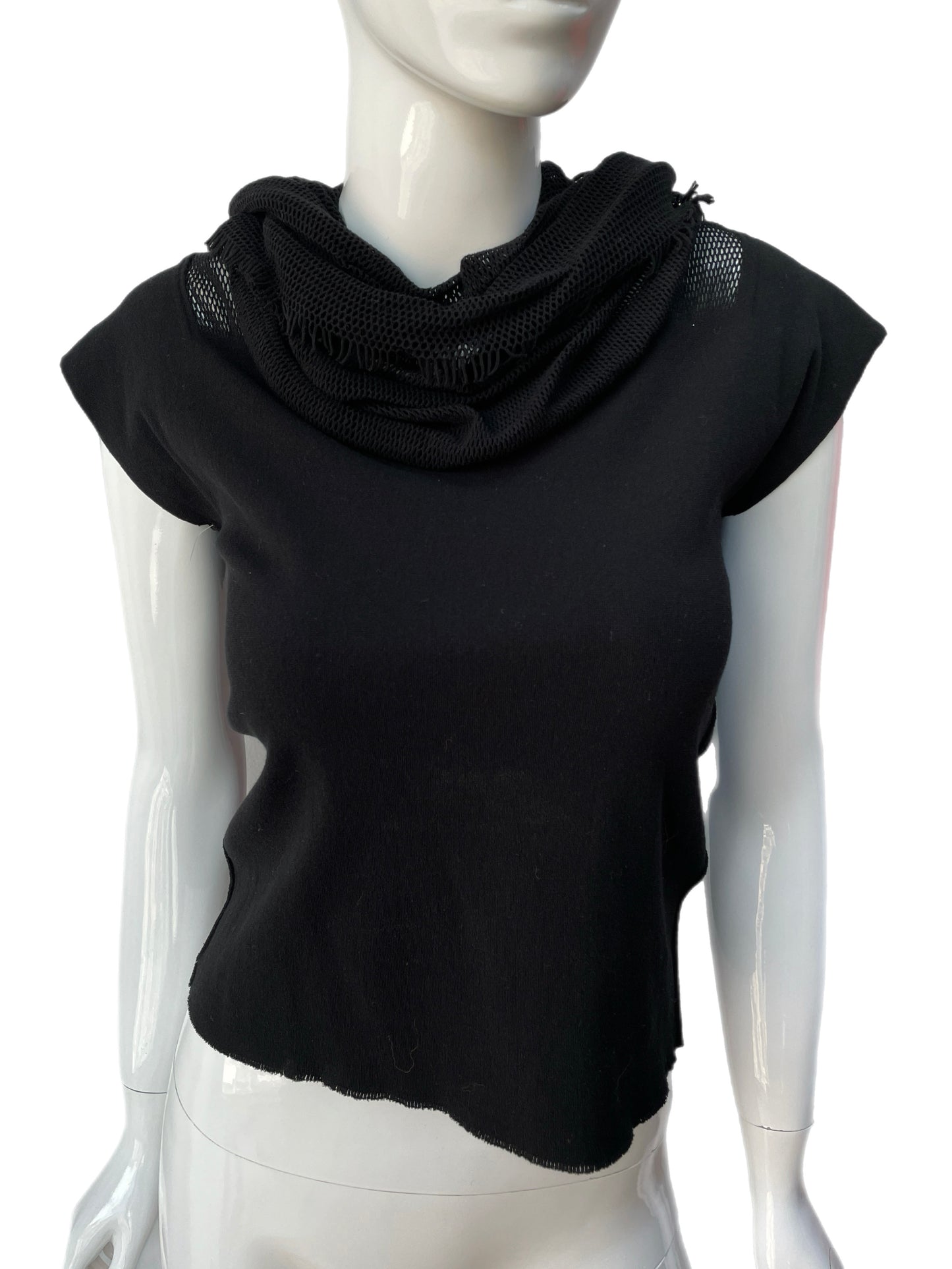APOC Issey Miyake Convertible Black Mesh Hooded Shirt