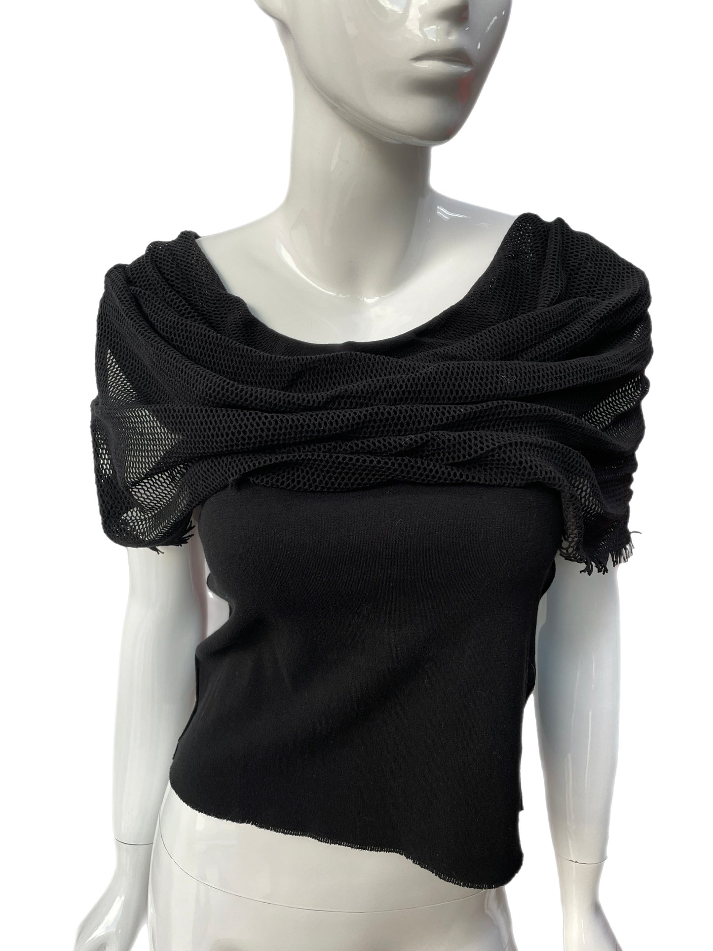 APOC Issey Miyake Convertible Black Mesh Hooded Shirt