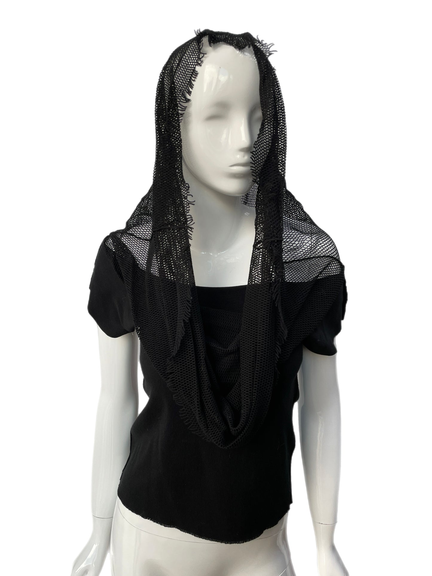 APOC Issey Miyake Convertible Black Mesh Hooded Shirt