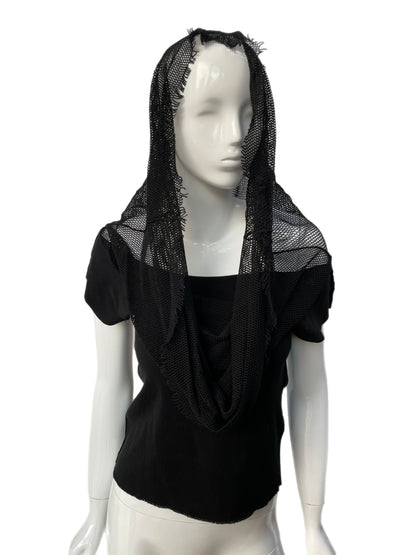 APOC Issey Miyake Convertible Black Mesh Hooded Shirt