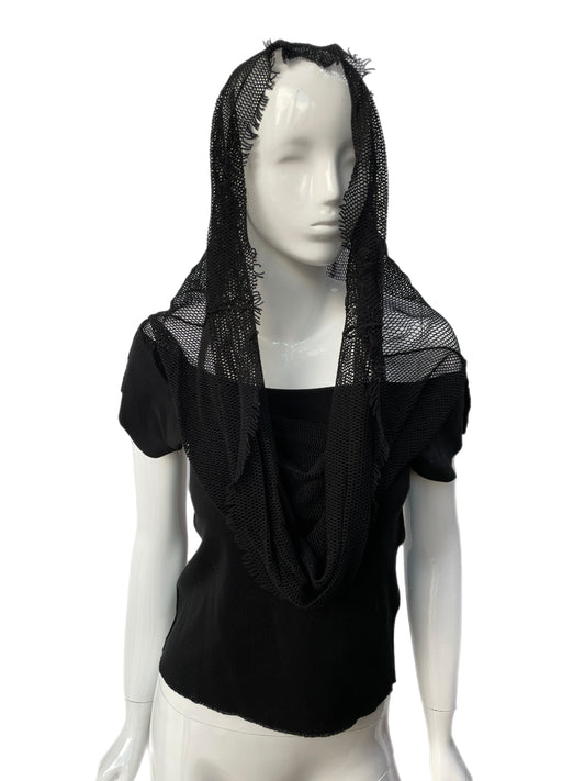 APOC Issey Miyake Convertible Black Mesh Hooded Shirt