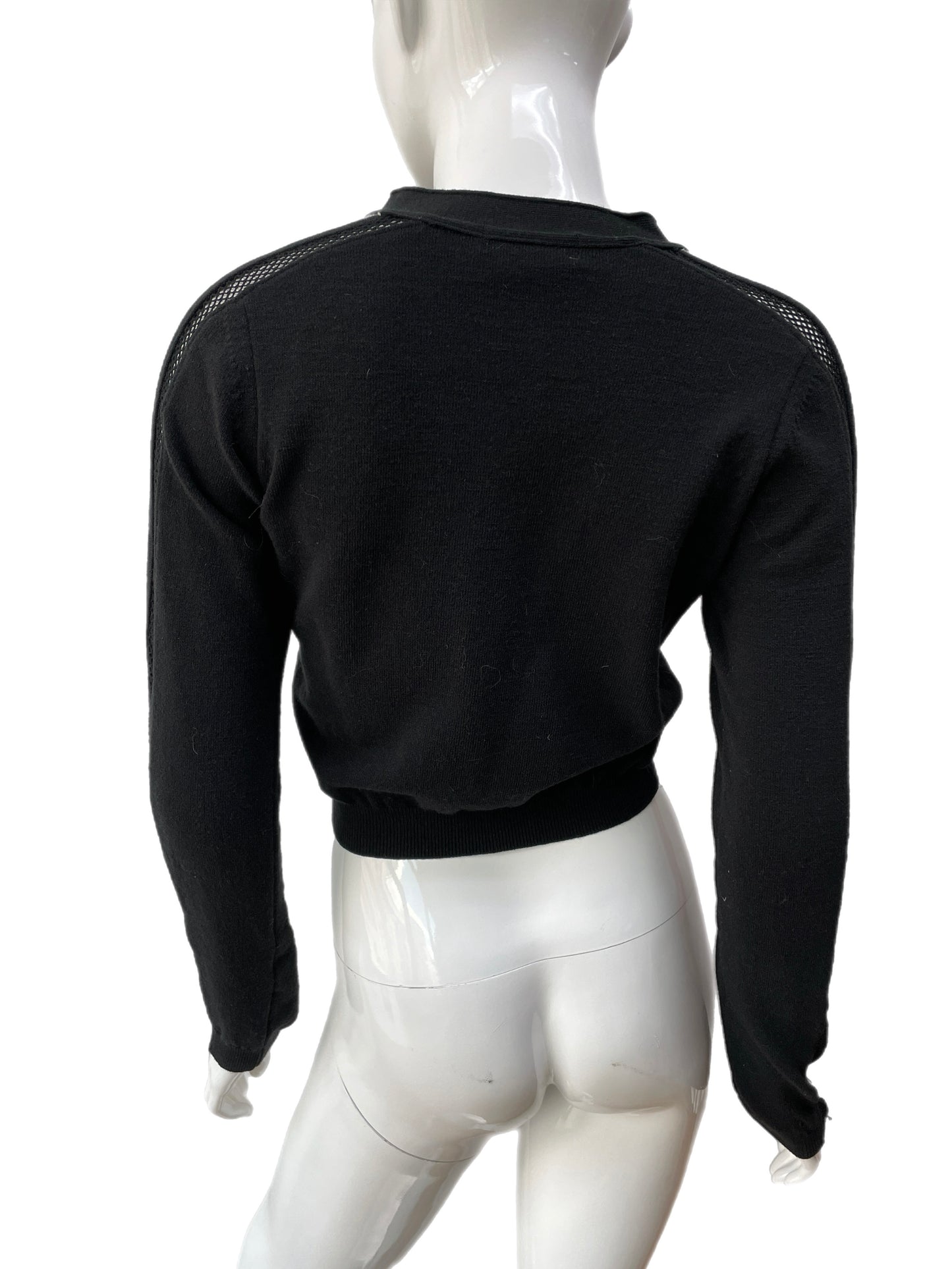 Matsuda Cropped V-Neck Pullover with Netted Sleeve