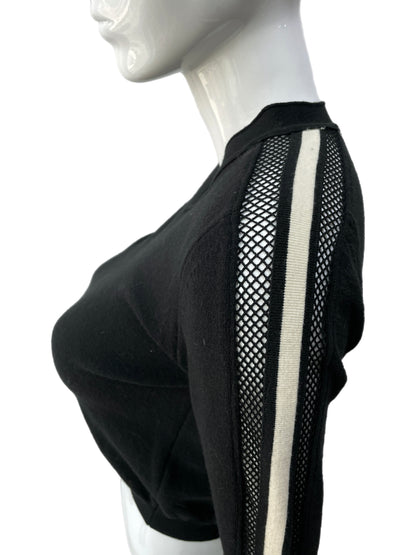 Matsuda Cropped V-Neck Pullover with Netted Sleeve