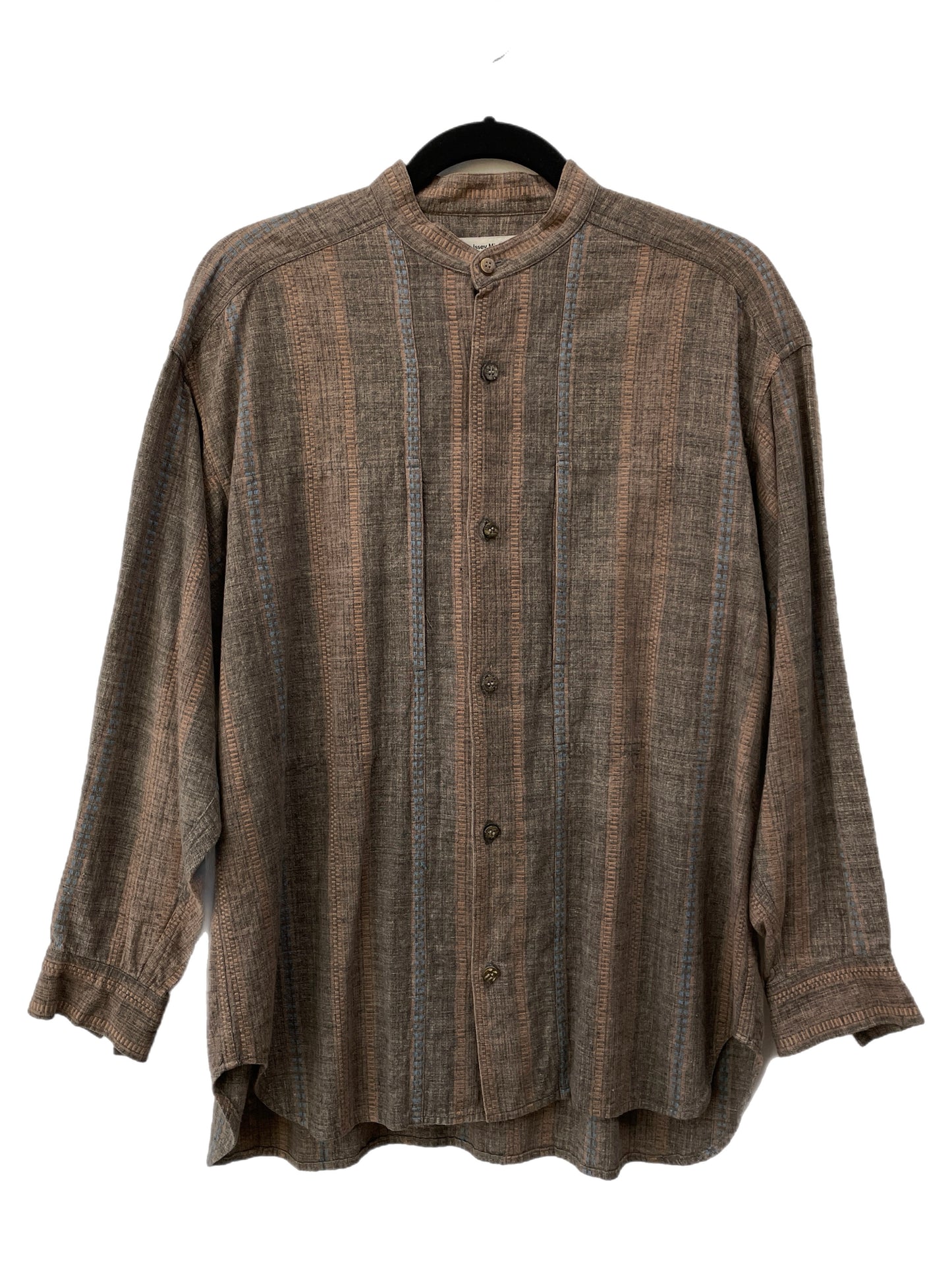 Issey Miyake Plantation Striped Banded Collar Button down  Shirt