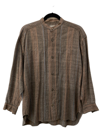 Issey Miyake Plantation Striped Banded Collar Button down  Shirt