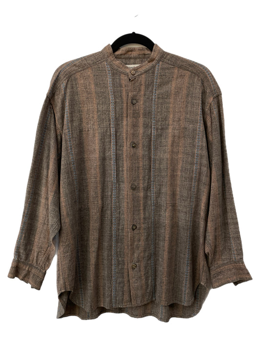Issey Miyake Plantation Striped Banded Collar Button down  Shirt