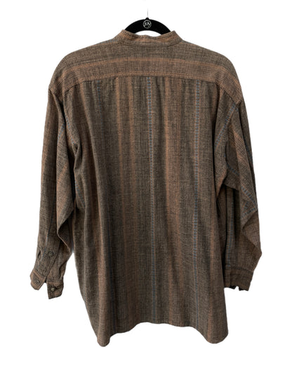 Issey Miyake Plantation Striped Banded Collar Button down  Shirt
