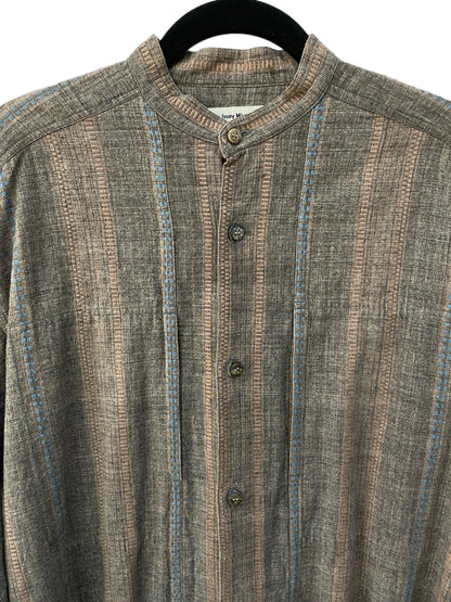 Issey Miyake Plantation Striped Banded Collar Button down  Shirt