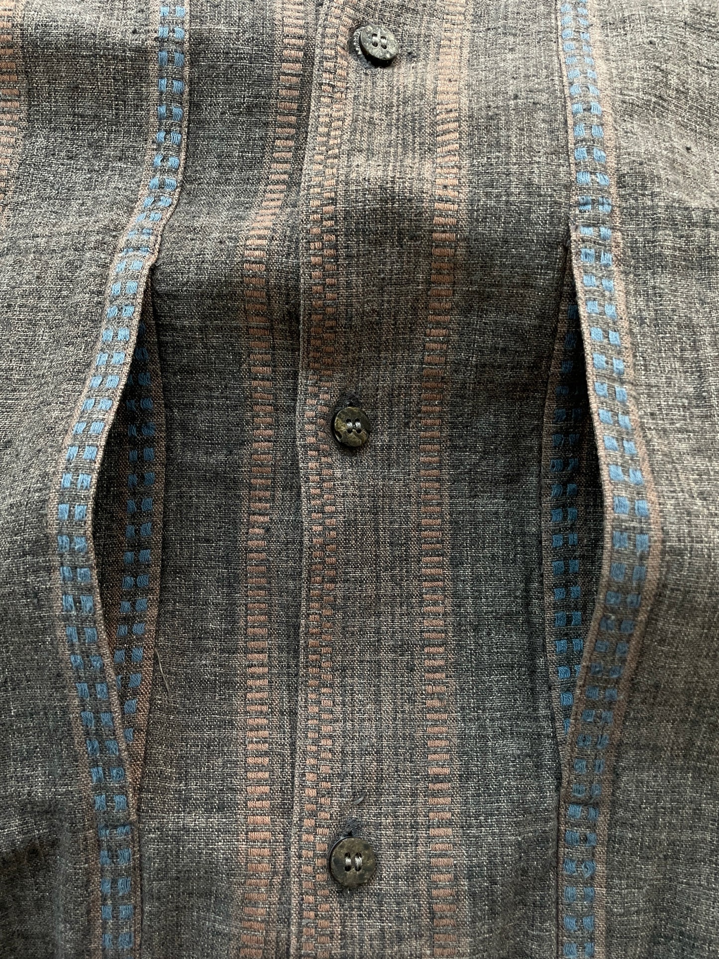 Issey Miyake Plantation Striped Banded Collar Button down  Shirt