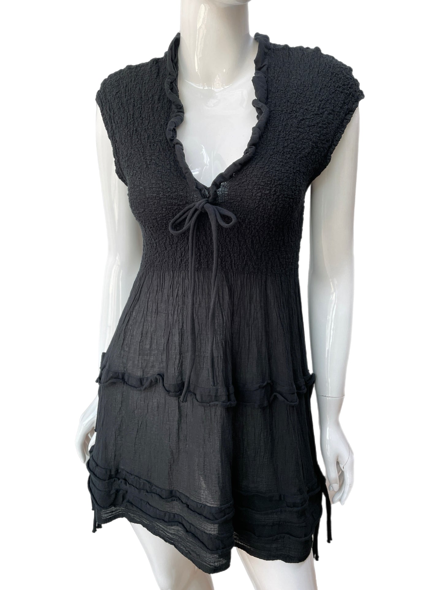 Issey Miyake Cauliflower Black Crinkle Tunic Dress