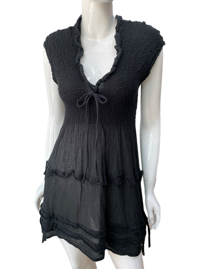 Issey Miyake Cauliflower Black Crinkle Tunic Dress
