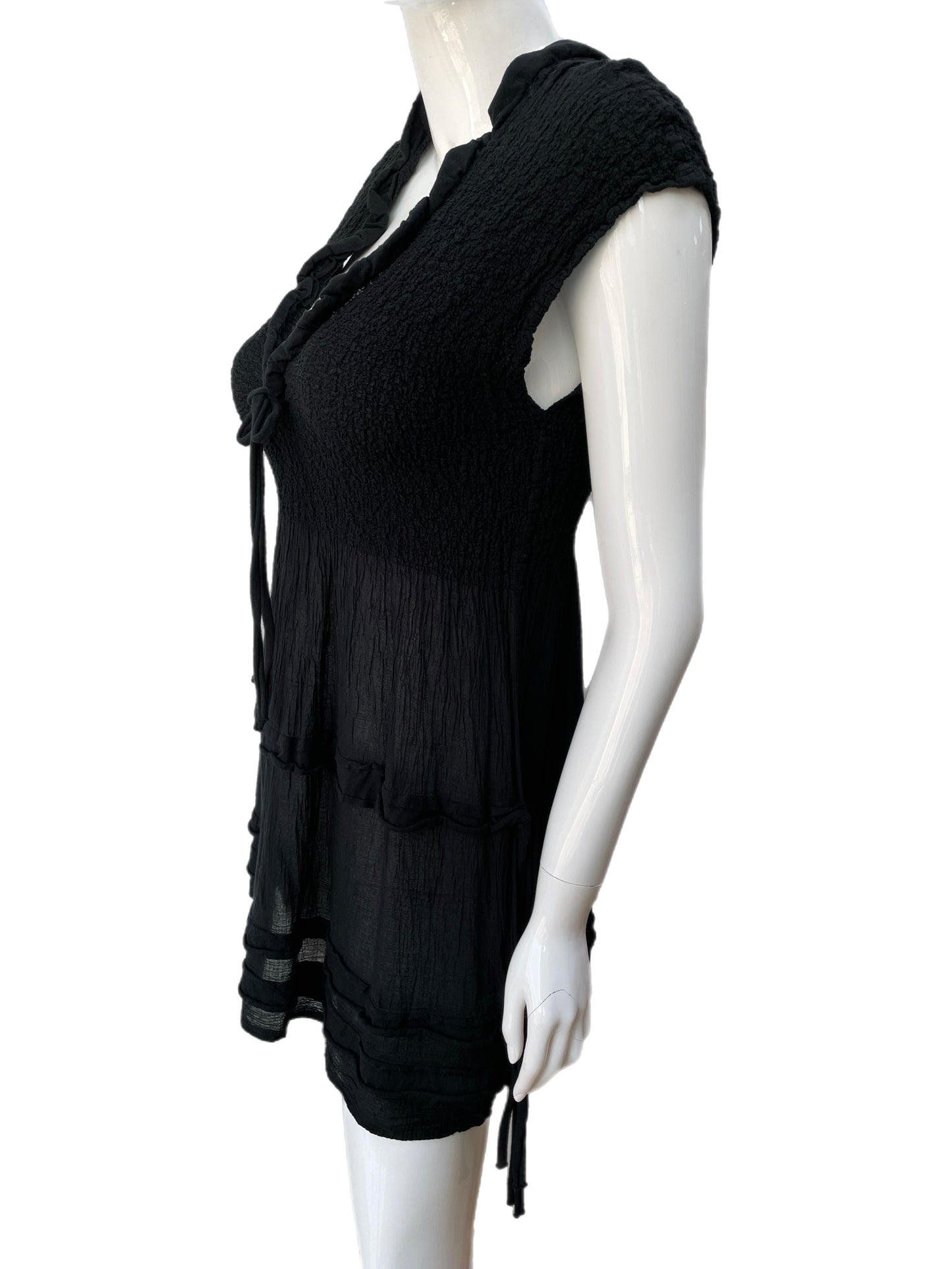 Issey Miyake Cauliflower Black Crinkle Tunic Dress