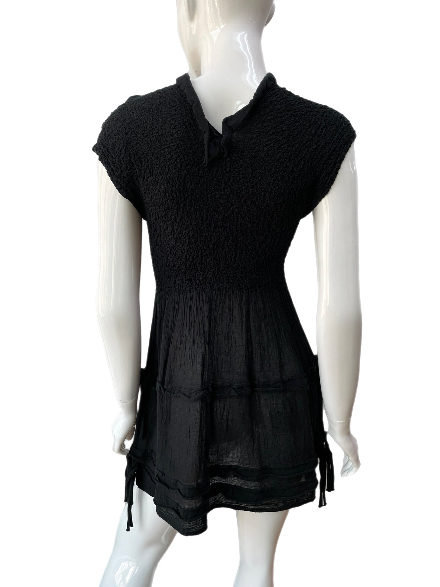 Issey Miyake Cauliflower Black Crinkle Tunic Dress