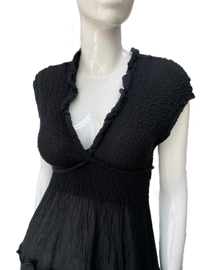 Issey Miyake Cauliflower Black Crinkle Tunic Dress