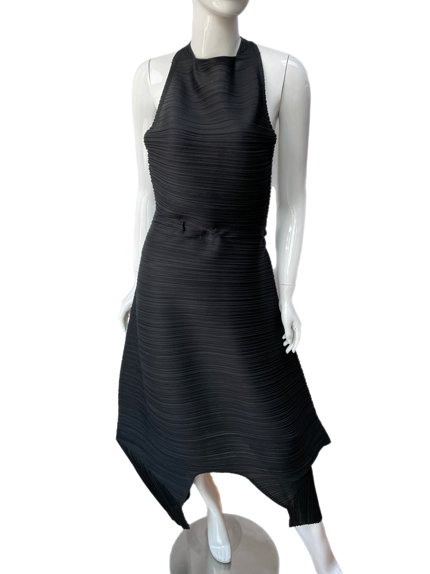 Issey Miyake Pleats Please Black Pleated Halter Dress