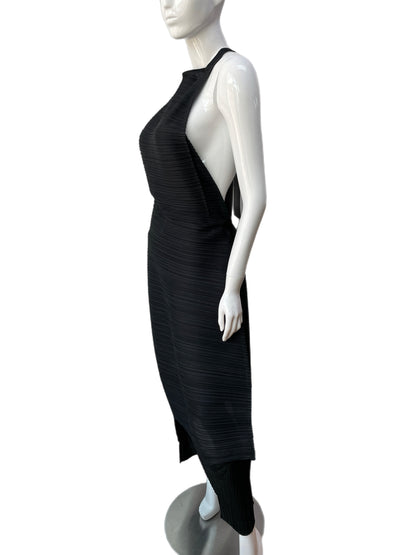 Issey Miyake Pleats Please Black Pleated Halter Dress