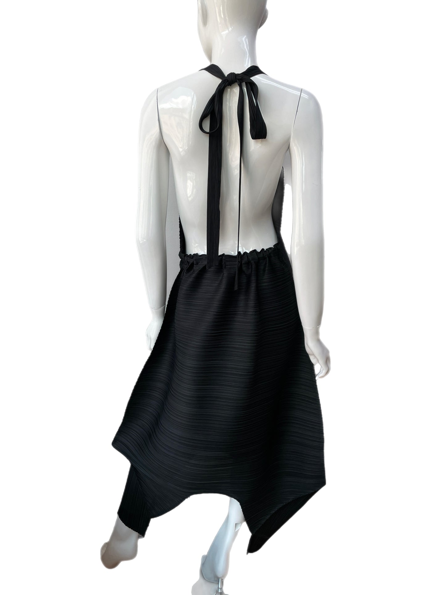 Issey Miyake Pleats Please Black Pleated Halter Dress