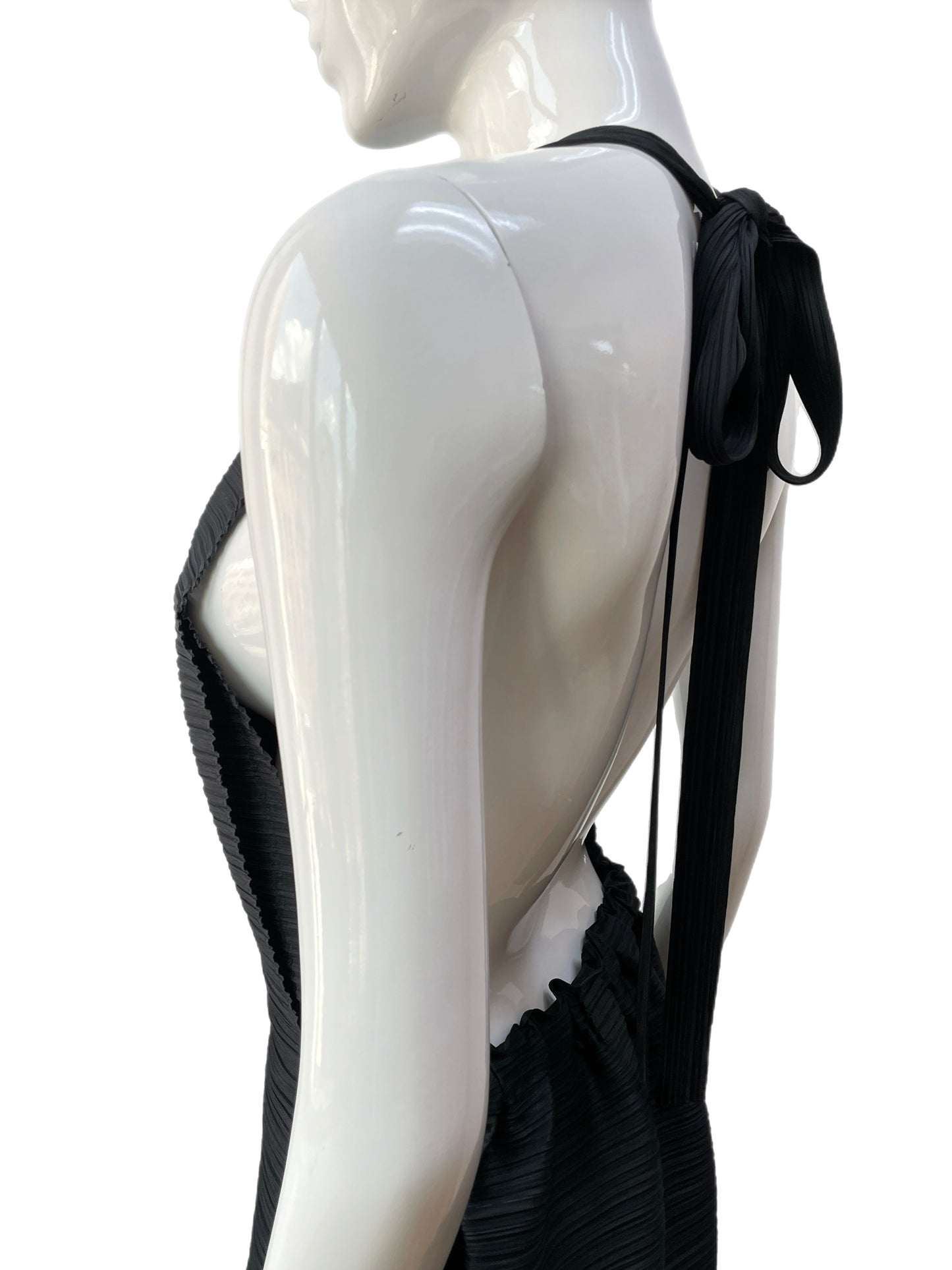 Issey Miyake Pleats Please Black Pleated Halter Dress
