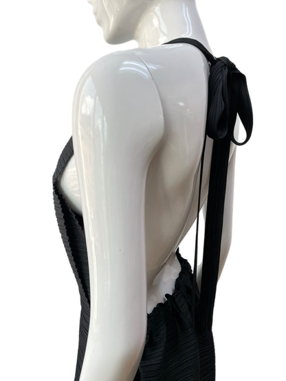 Issey Miyake Pleats Please Black Pleated Halter Dress