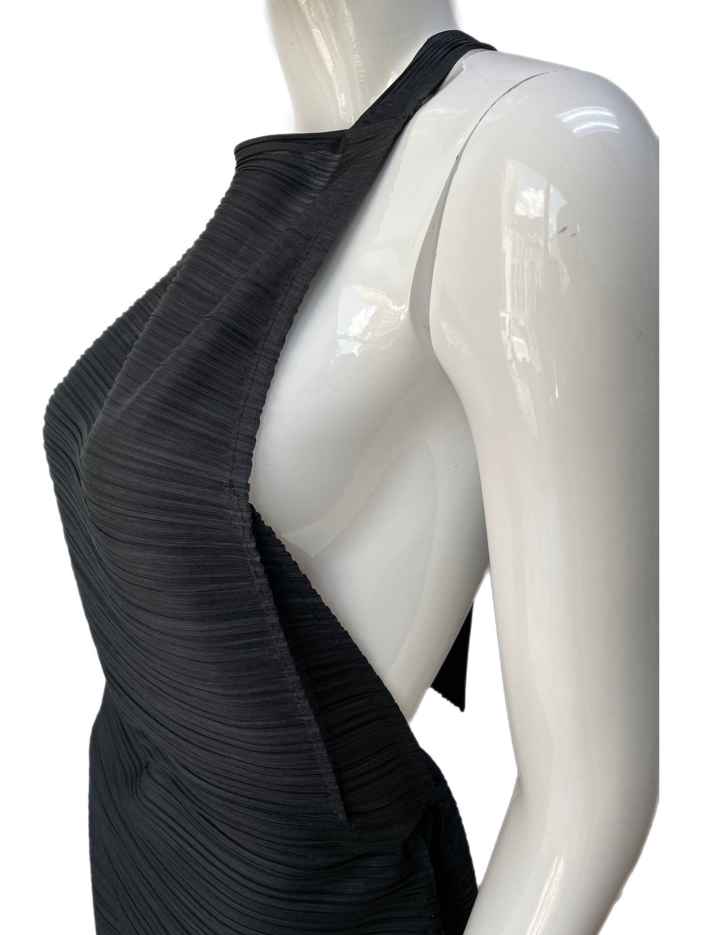 Issey Miyake Pleats Please Black Pleated Halter Dress