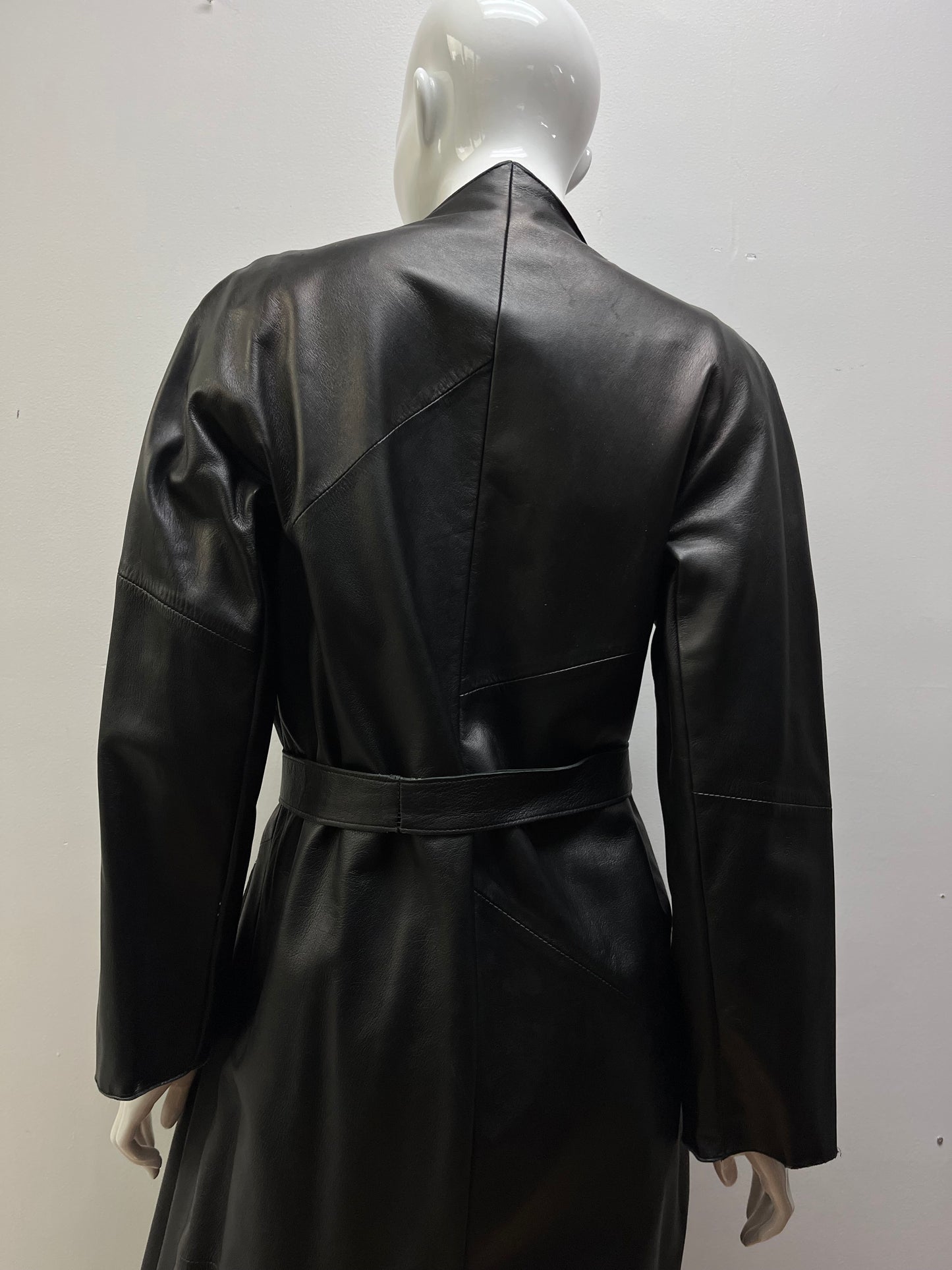 Margiela Artisanal Denim line Leather Belted Wrap Coat