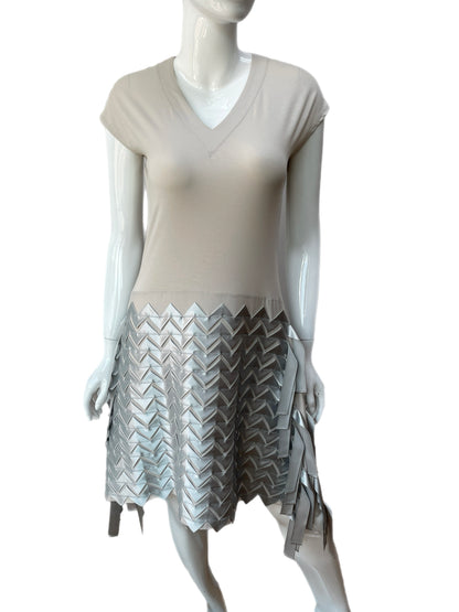 Issey Miyake Zig Zag Ribbon V-Neck Dress