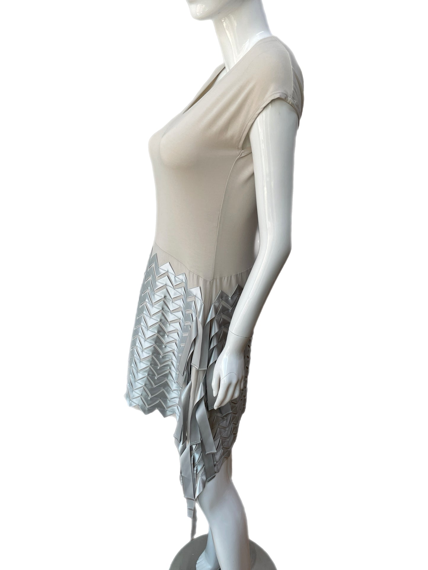 Issey Miyake Zig Zag Ribbon V-Neck Dress