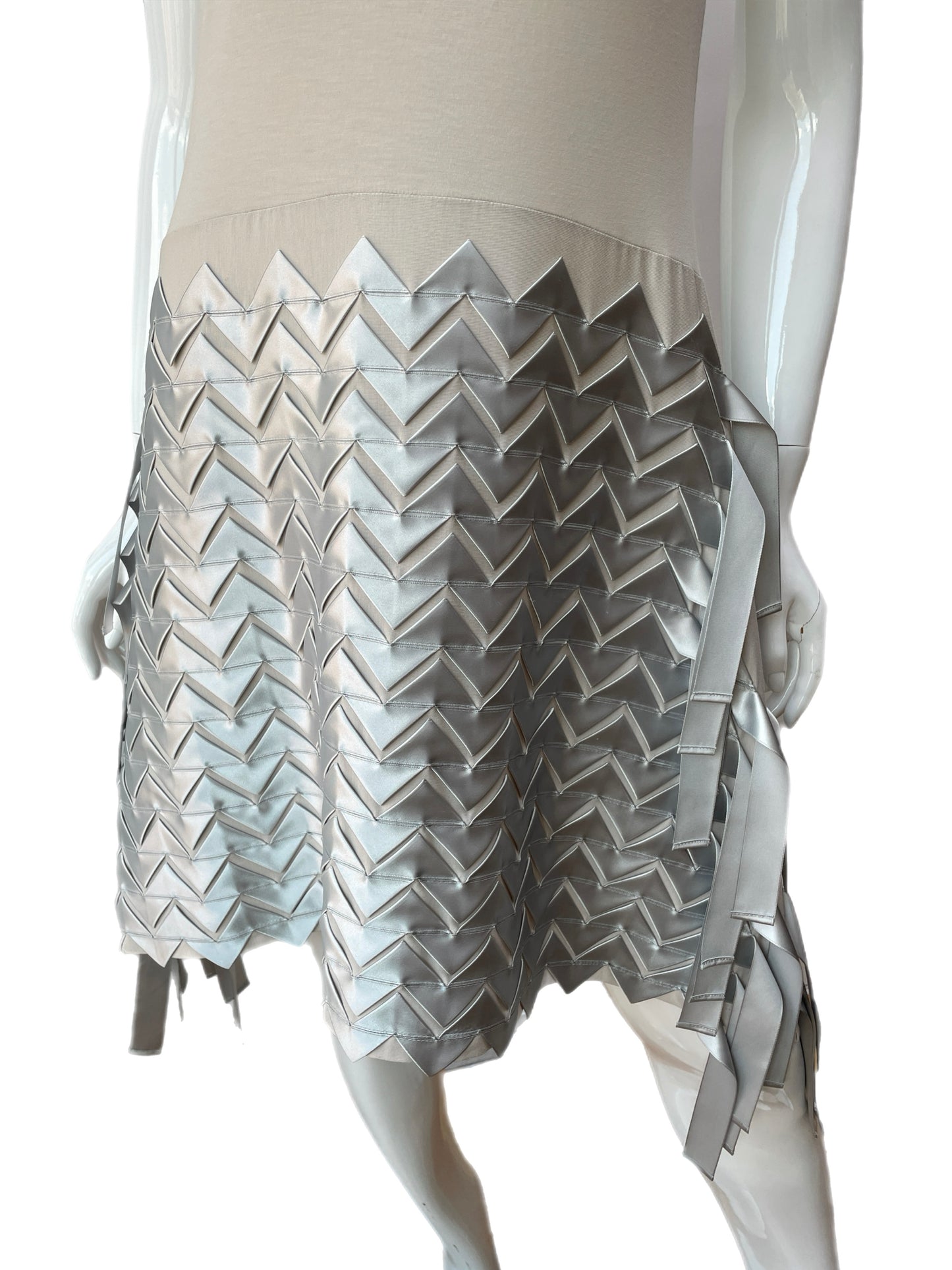 Issey Miyake Zig Zag Ribbon V-Neck Dress