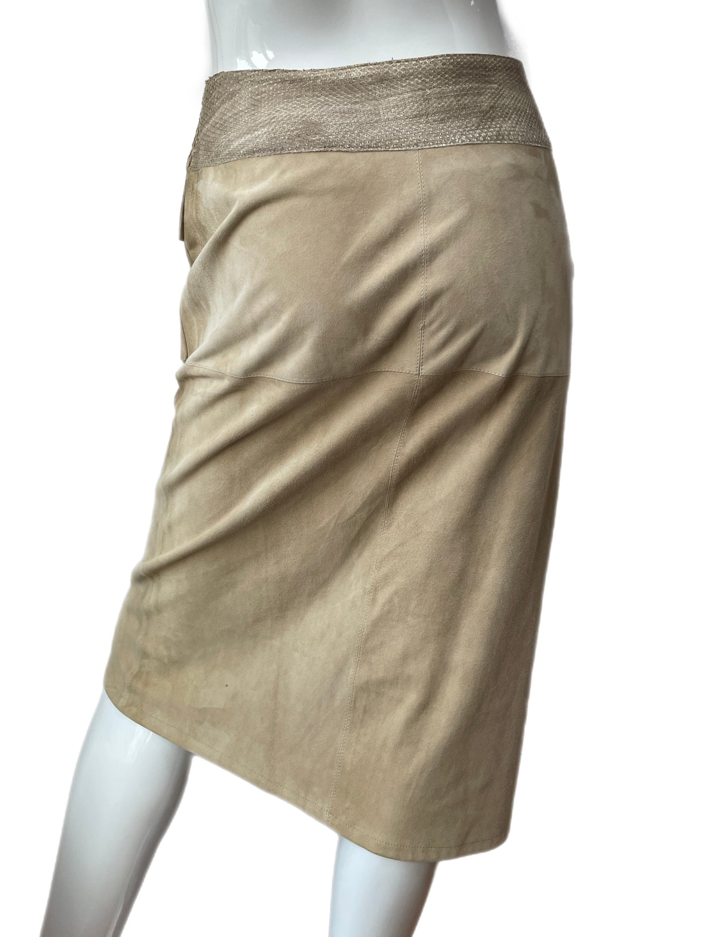Giuliana Teso Snake Skin & Suede Pencil Skirt