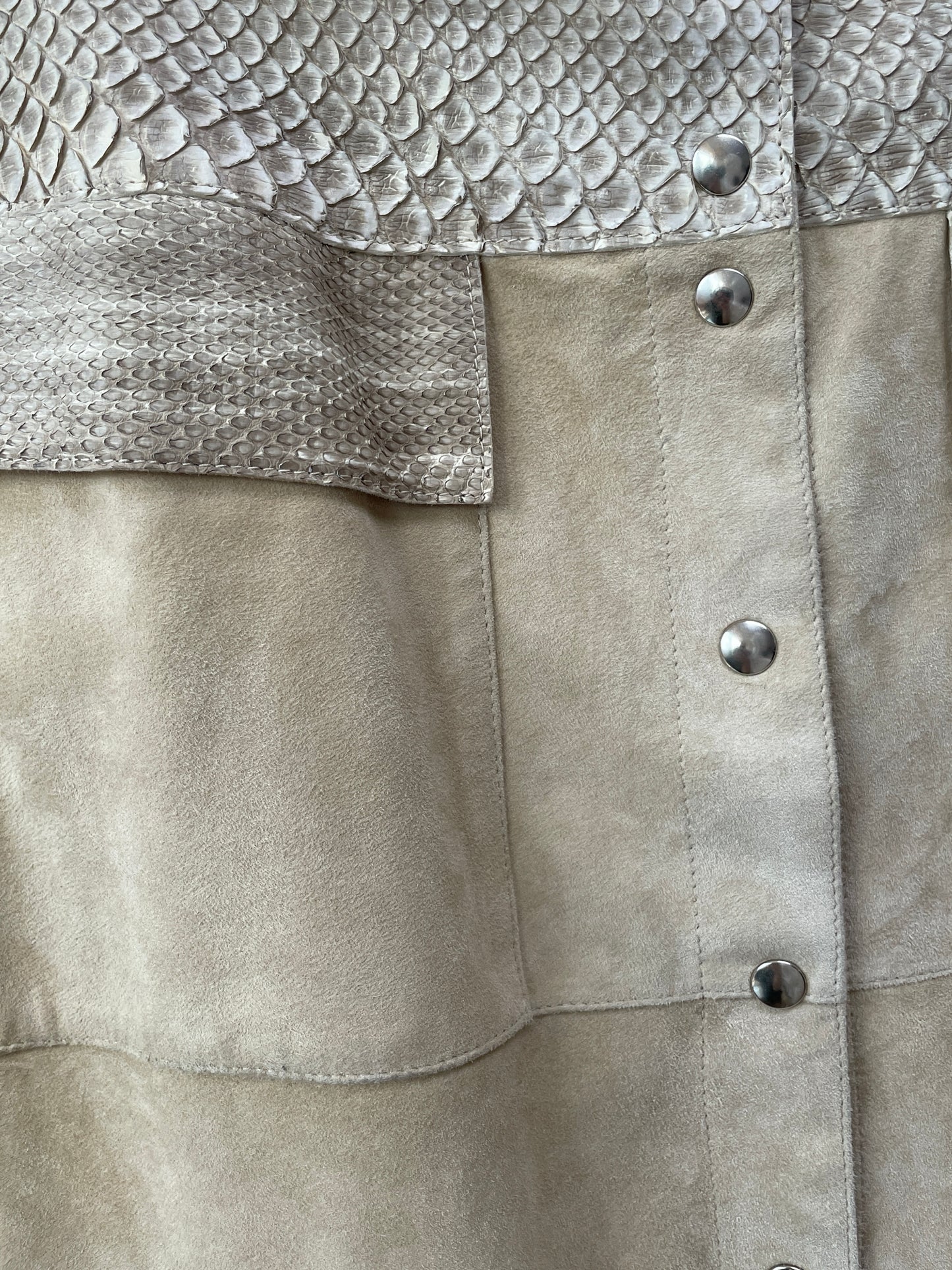 Giuliana Teso Snake Skin & Suede Pencil Skirt