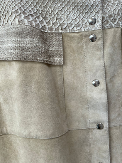 Giuliana Teso Snake Skin & Suede Pencil Skirt