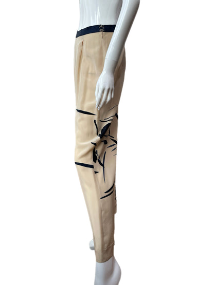 Dries Van Noten Champagne Silk Graphic Pants